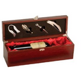 Rosewood Finish Single Wine Box With Tools